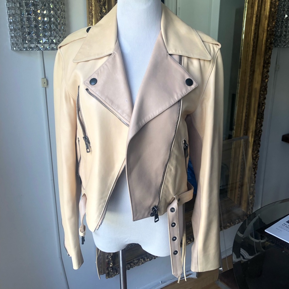 Chloe Women's Cream Leather biker Jacket size 34